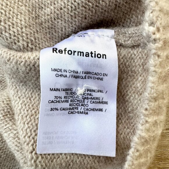 Reformation Varenne Cashmere Cardigan Sweater Oatmeal Tan Brown Medium - Picture 8 of 11